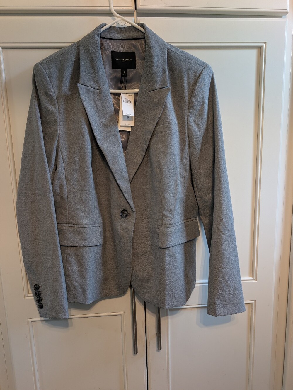 Banana Republic Stretch Twill Light Gray Single-Button Blazer